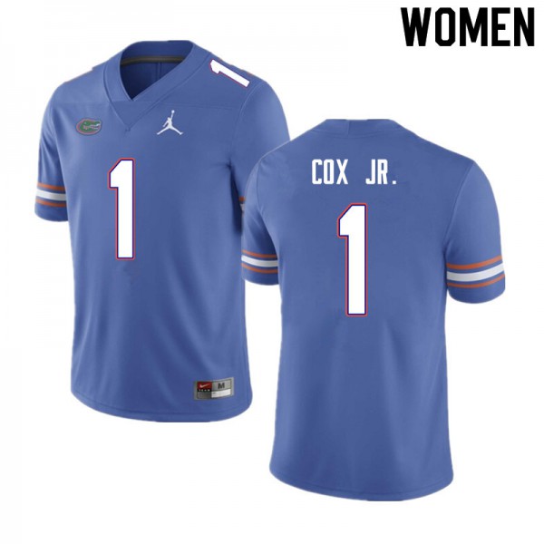 Women #1 Brenton Cox Jr. Florida Gators College Football Jersey Blue
